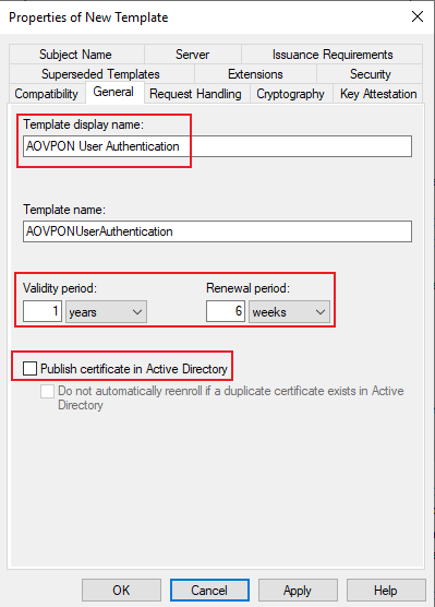 AOVPN User Certificate General