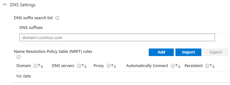 Intune Always On VPN DNS Suffix Search List